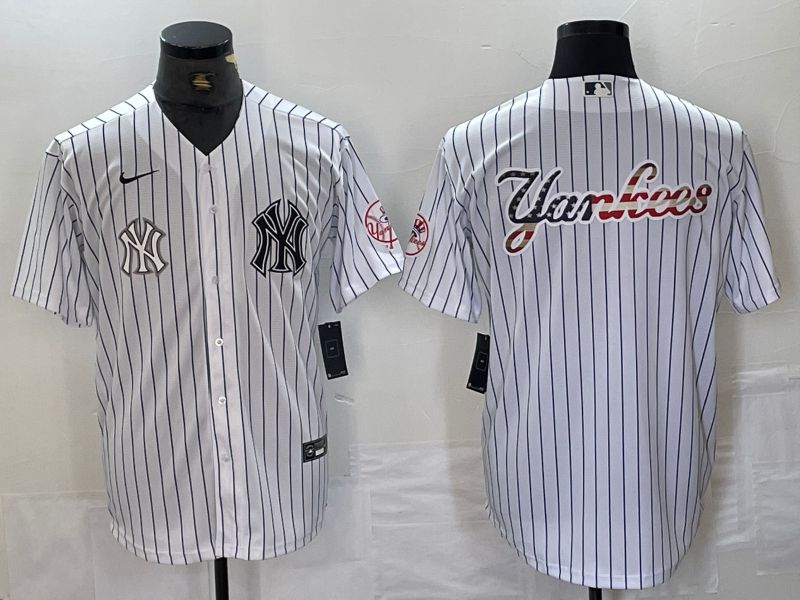 Men New York Yankees Blank White Stripe Second generation joint name Nike 2024 MLB Jersey style 20